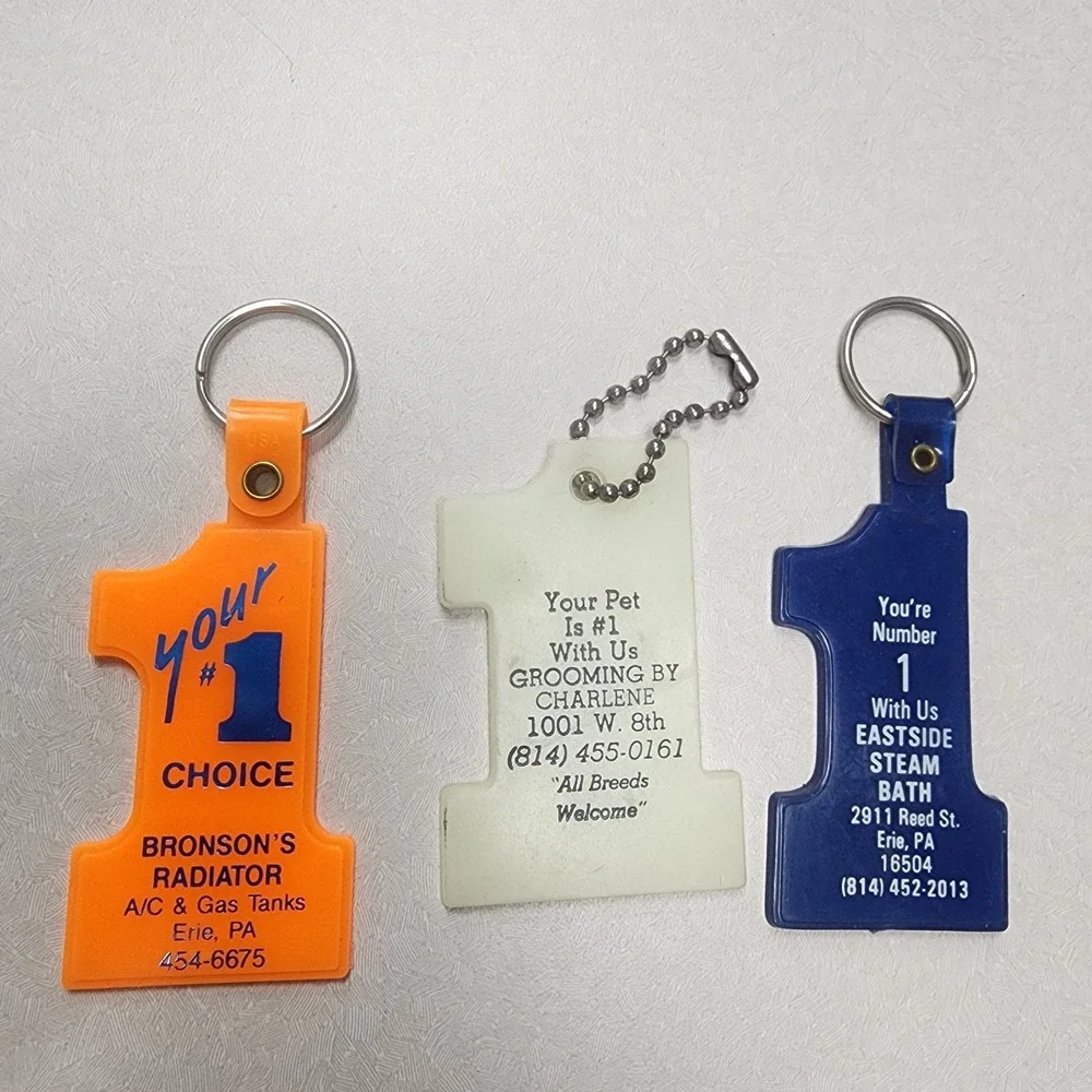 Vtg Keychain Lot Of 11 Erie, Pennsylvania Keychains Advertisement Car Grooming